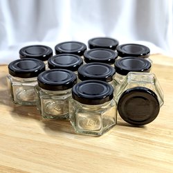 Glass Screw Top Hexagonal Jars - Small Short 100ml (Set of 12)