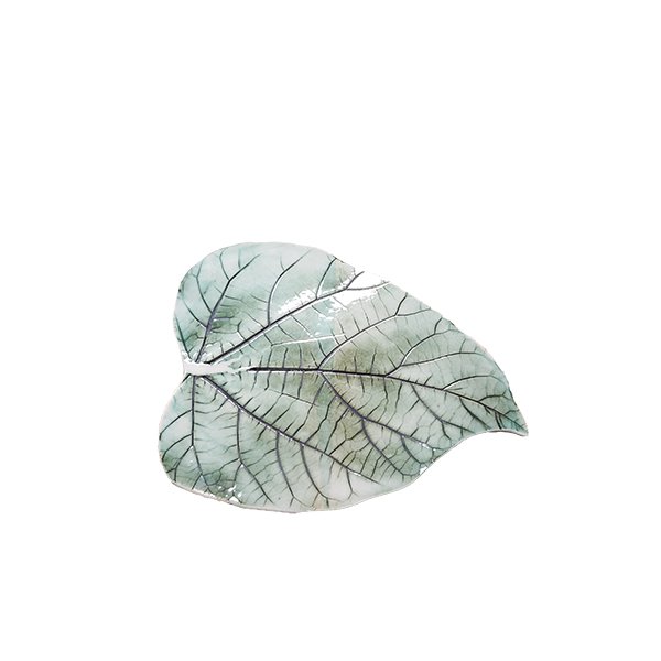 Handmade Pottery Green Leaf - Click Image to Close