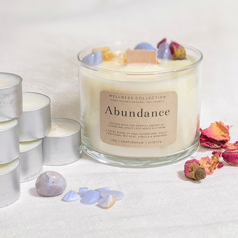 Healing Soy Wax Scented & Infused Abundance Candle - Click Image to Close