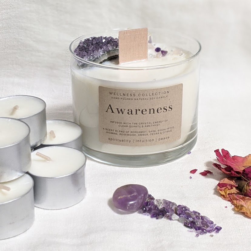 Healing Soy Wax Scented & Infused Awareness Candle - Click Image to Close