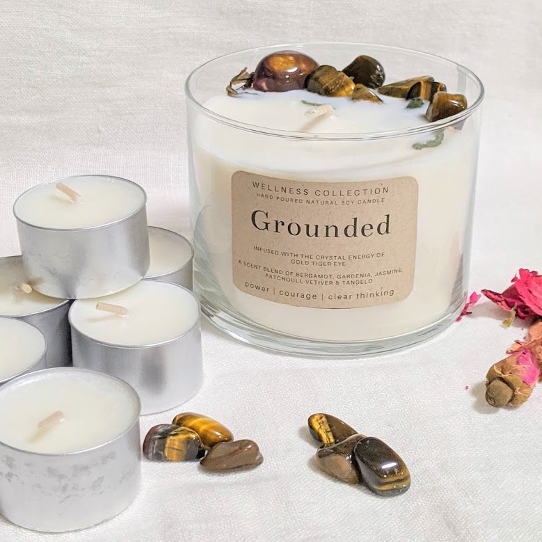 Healing Soy Wax Scented & Infused Grounded Candle - Click Image to Close
