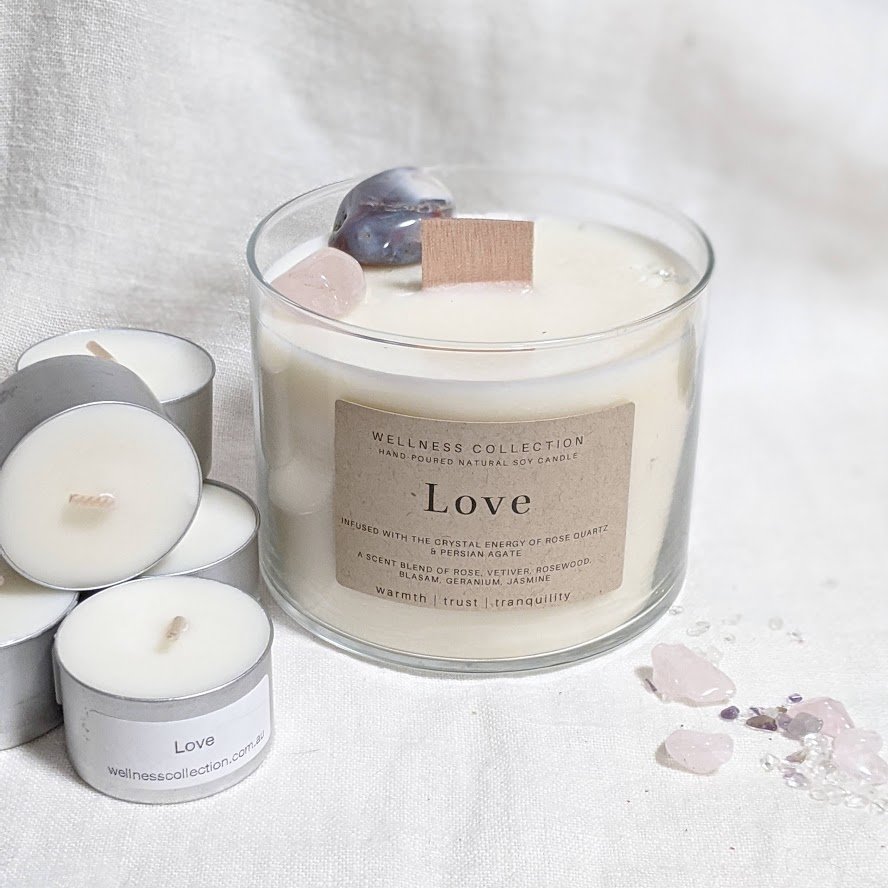 Healing Soy Wax Scented & Infused Love Candle - Click Image to Close