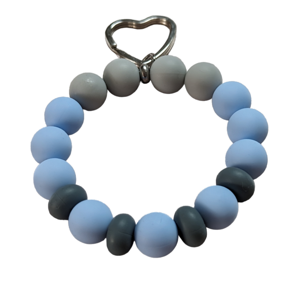 Silicone Key Ring Bracelet - Blue-Grey Tones - Click Image to Close