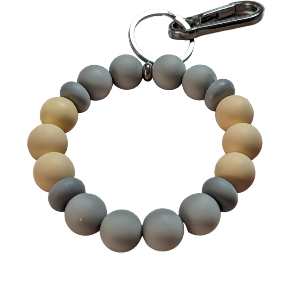 Silicone Key Ring Bracelet - Grey Tones - Click Image to Close