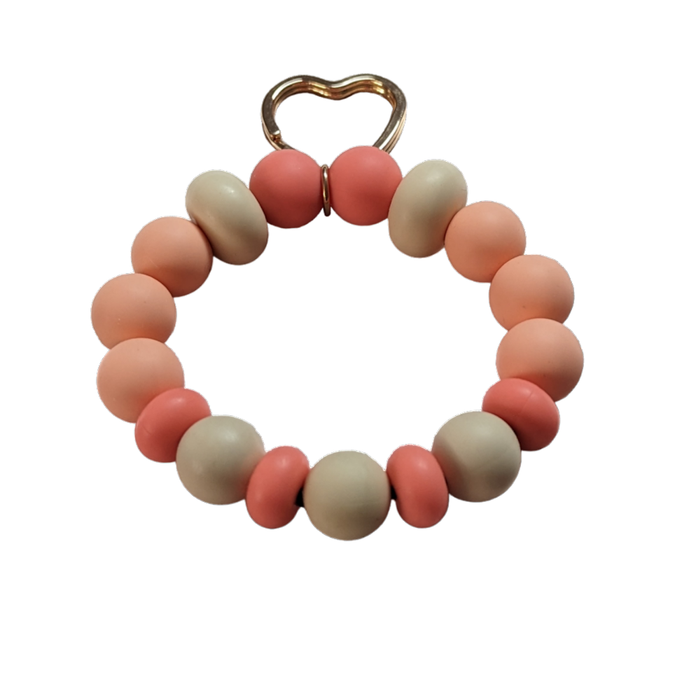 Silicone Key Ring Bracelet - Orange-Cream Tones - Click Image to Close
