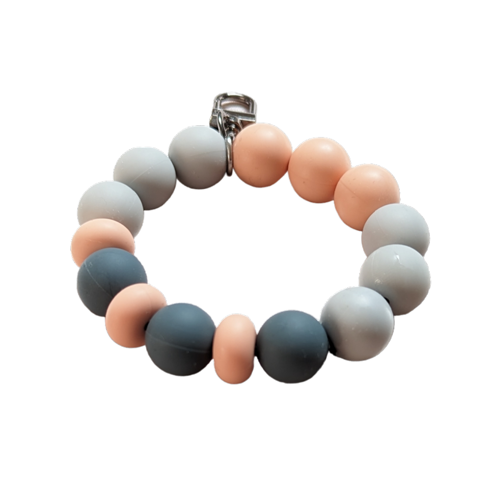 Silicone Key Ring Bracelet - Orange-Grey Tones - Click Image to Close