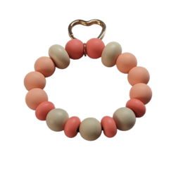 Silicone Key Ring Bracelet - Orange-Cream Tones