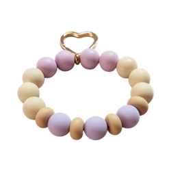 Silicone Key Ring Bracelet - Purple-Cream Tones